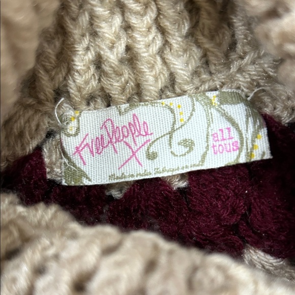 Free People Asymmetrical Knit Skirt in Cream and Red - Picture 2 of 2